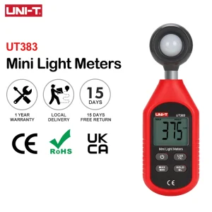 Luxmètre numérique UNI-T UT383 / UT383BT – 200 000 LUX avec Bluetooth, affichage rétroéclairé, mesure en LUX et Fc