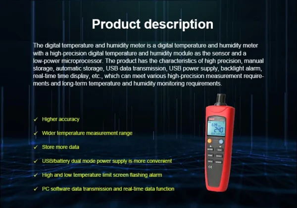 UNI-T UT331+ / UT332+ – Thermo-hygromètre numérique avec enregistrement des données et interface USB – Image 9