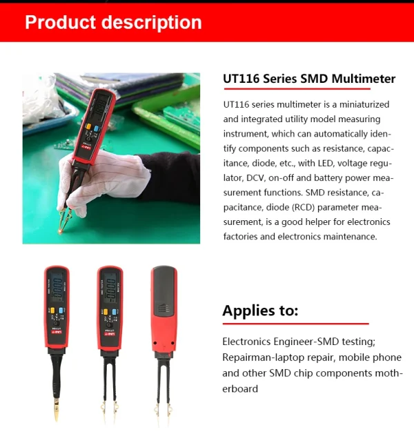 UNI-T UT116C UT11snapSMD testeur mètre pince à épiler rotative 02/10/2018 puzzles itance LED Diode continuité testeur de batterie – Image 9