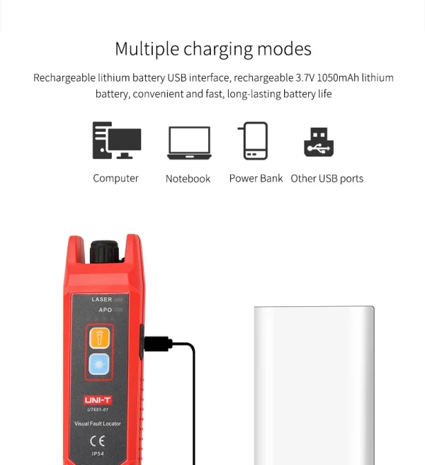 UNI-T UT691 Localisateur de défaut visuel 15km Stylo de test de fibre optique Stylo lumineux Stylo lumineux Testeur de source de lumière rouge – Image 19