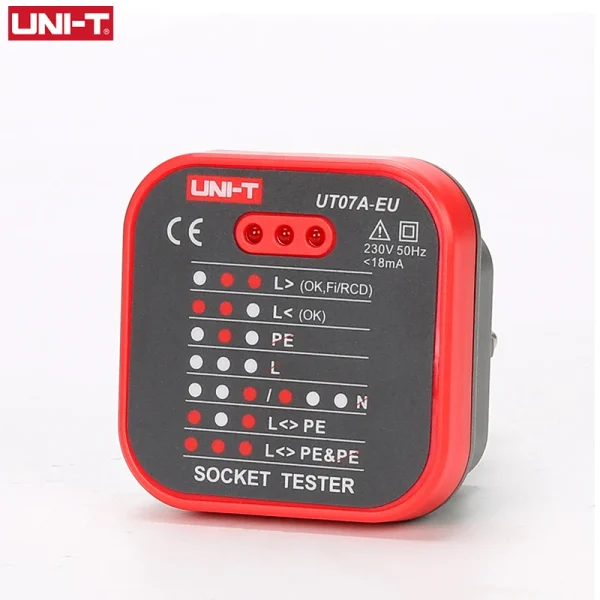 UNI-T UT07 testeurs de prises détecteur prise ue terre neutre prise d'incendie polarité contrôle de Phase détection de câblage Test de fuite RCD – Image 9