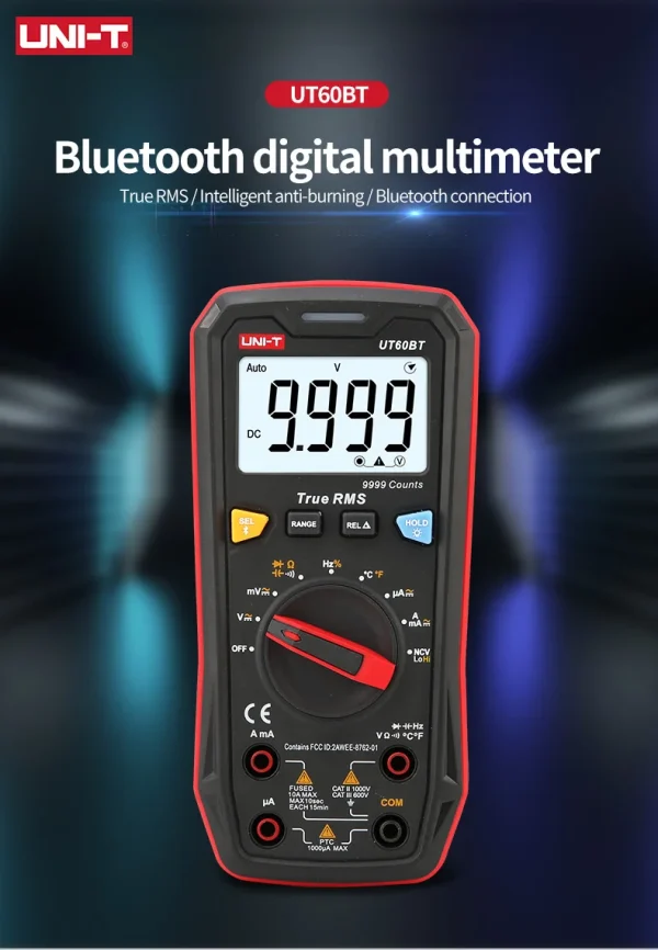 Multimètre numérique intelligent UNI-T UT60S UT60BT 1000V AC DC, voltmètre ampèremètre True RMS, compteur de fréquence, testeur de température de condensateur – Image 11
