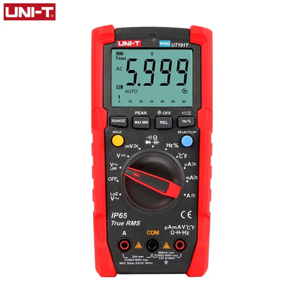 Multimètre numérique professionnel UT191T UT191E, True RMS, gamme automatique DMM 20A, ammètre 600V, condensateur AC 6000 cc