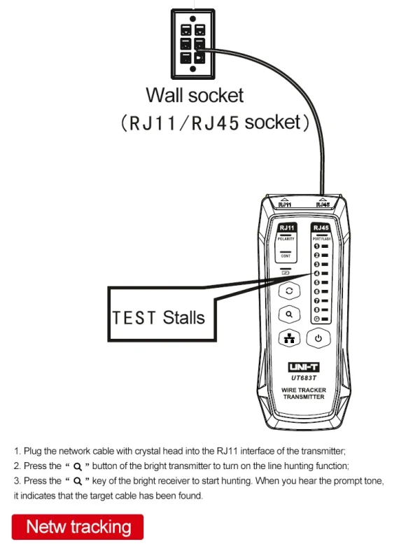 Testeur Lan UNI-T UT683KIT, traceur de fil , traceur de câbles RJ45 RJ11, détecteur de ligne téléphonique – Image 17