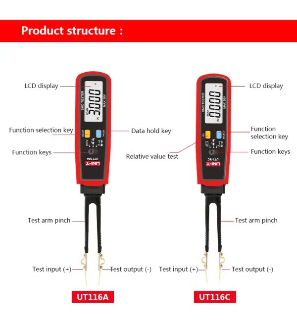 UNI-T UT116C UT11snapSMD testeur mètre pince à épiler rotative 02/10/2018 puzzles itance LED Diode continuité testeur de batterie – Image 11