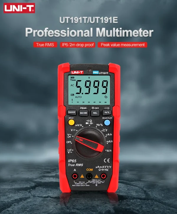 Multimètre numérique professionnel UT191T UT191E, True RMS, gamme automatique DMM 20A, ammètre 600V, condensateur AC 6000 cc – Image 8