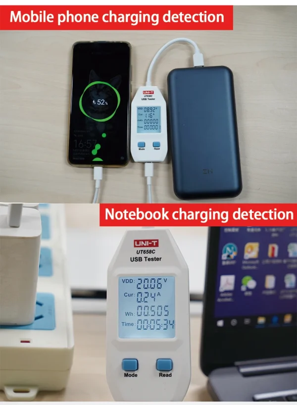 UNI-T USB Testeur UT658 Série Numérique Voltmètre Ampèremètre Courant Amperemcirculation Capacité Mètre Médecin Pour ature ilephone Tablette Puissance – Image 18