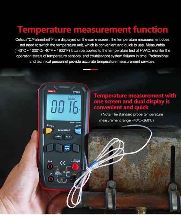 Multimètre numérique intelligent UNI-T UT60S UT60BT 1000V AC DC, voltmètre ampèremètre True RMS, compteur de fréquence, testeur de température de condensateur – Image 20
