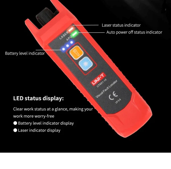 UNI-T UT691 Localisateur de défaut visuel 15km Stylo de test de fibre optique Stylo lumineux Stylo lumineux Testeur de source de lumière rouge – Image 13