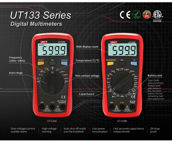 UNI-T Multimètre Numérique UT133A UT133B 600V AC DC Voltmètre 02/10/2018 puzzles itance mètre Multi Testeur – Image 12