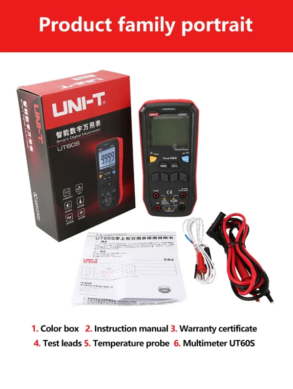 Multimètre numérique intelligent UNI-T UT60S UT60BT 1000V AC DC, voltmètre ampèremètre True RMS, compteur de fréquence, testeur de température de condensateur – Image 26