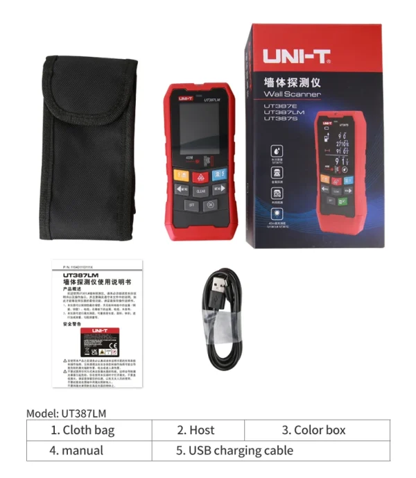Scanner mural UNI-T UT387E UT387S UT387LM, détecteur de métaux 4 en 1, détecteur de goujons en bois, tension AC, fils de câbles sous tension, traqueur de profondeur – Image 24