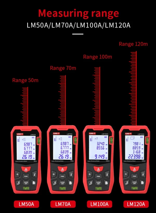 Télémètre Laser UNI-T LM50A LM70A LM100A LM120A télémètre Laser télémètre numérique ruban à mesurer – Image 12
