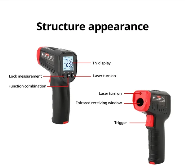 UNI-T thermomètre numérique UT306S UT306C sans contact industriel infrarouge Laser température mètre température pistolet testeur-50-500 – Image 21