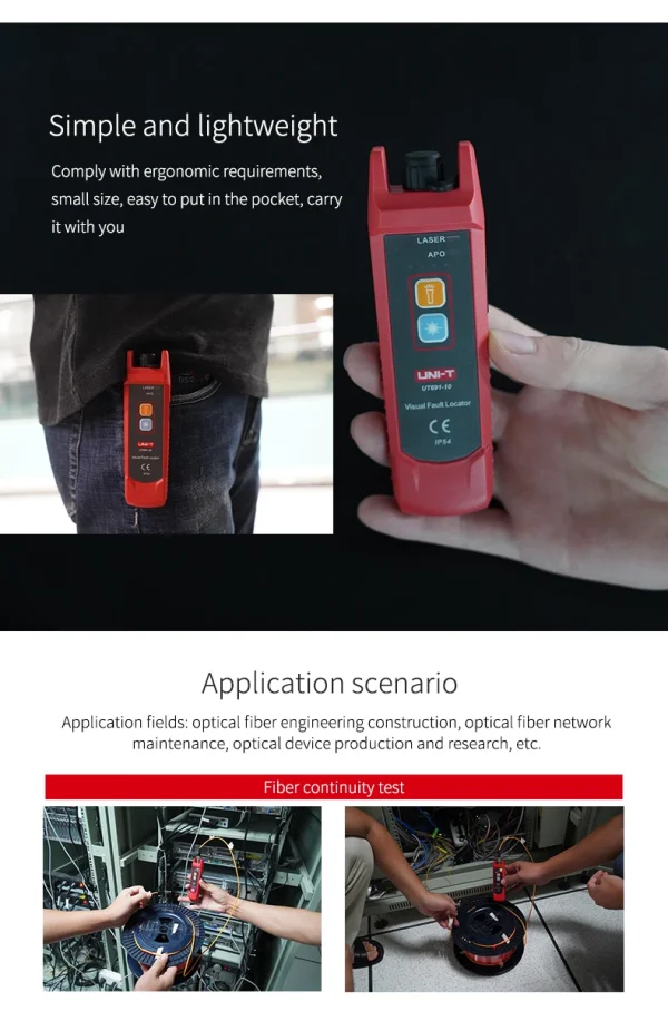UNI-T UT691 Localisateur de défaut visuel 15km Stylo de test de fibre optique Stylo lumineux Stylo lumineux Testeur de source de lumière rouge – Image 21