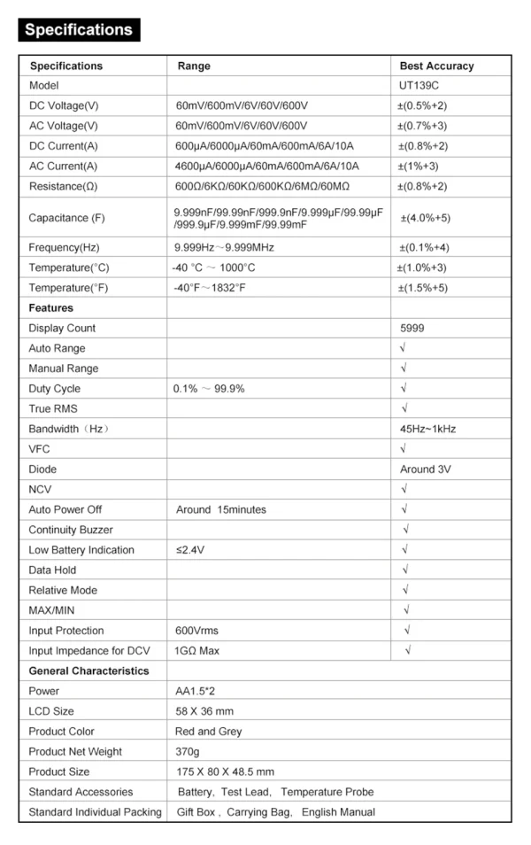 UNI-T UT139C True RMS 6000 – Image 8