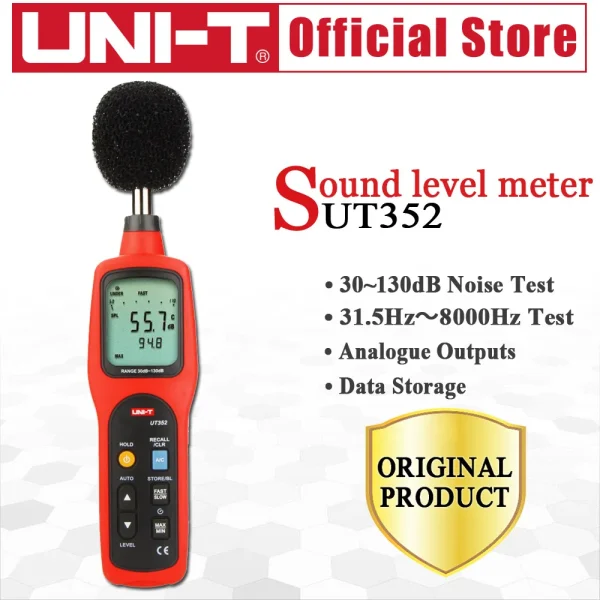 UNIT-Compteur à levier sonore UT352, bruit facile à transporter, 30 ~ 130dB, Max/min, rétroéclairage LCD, alarme élevée, enregistrement de données – Image 6