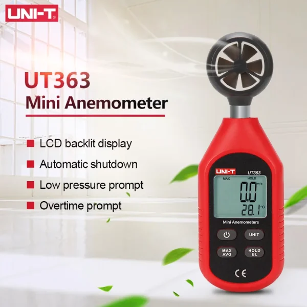 UNI-T UT363 anémomètre portatif numérique UT363BT mesure de la vitesse du vent testeur de température affichage LCD débit d'air vitesse compteur de vent – Image 6