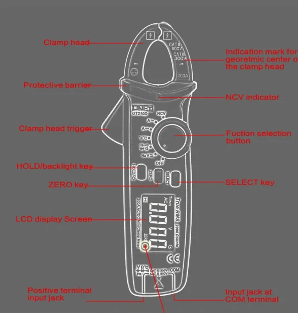 UNI-T UT210D Pince ampèremétrique numérique True RMS à Plage automatique – Image 10