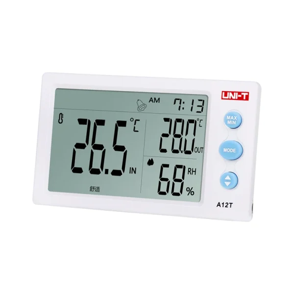Thermomètre et hygromètre numérique à écran LCD A12T, affichage numérique de la température et de l'humidité, alarme, Station météo, instrument d'intérieur et d'extérieur – Image 2