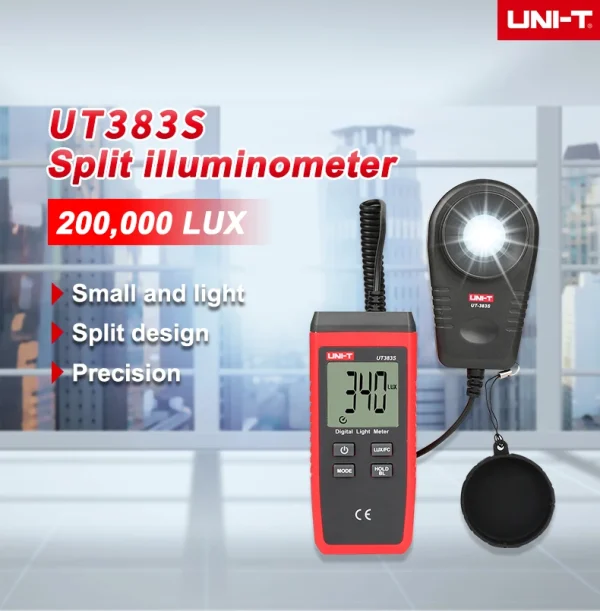 Luxmètre de lumière numérique UNI-T LUX UT383S, Luminance Lux Fc Test Max Min illuminomètres photomètre 200,000 – Image 6