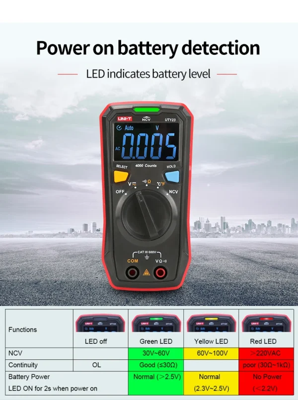UNI-T Utree UT123D Mini multimètre numérique testeur de température données AC DC voltmètre tension de poche ampèremètre Ohm mètre plage automatique – Image 13