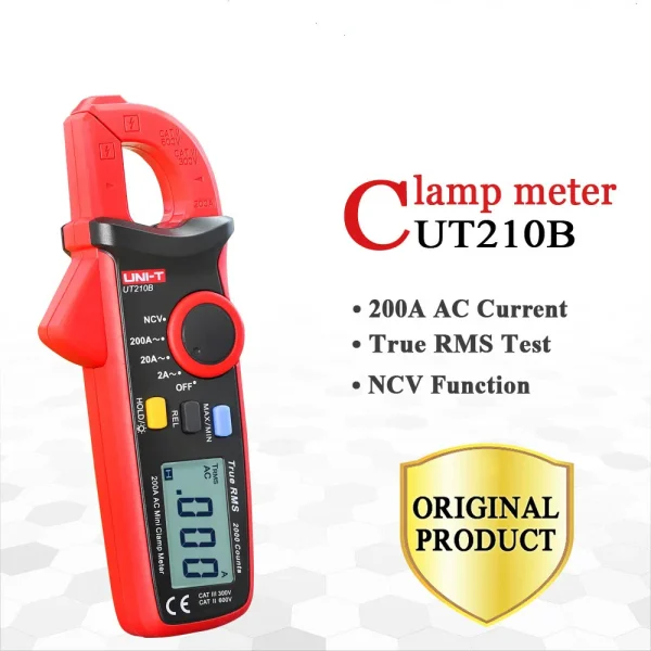 UNI-T UT210B True RMS 200A AC Mini Pince Mètres Ampèremètre NCV Test Multimètre Professionnel Digitais LCD Rétro-Éclairage MAX MIN – Image 6