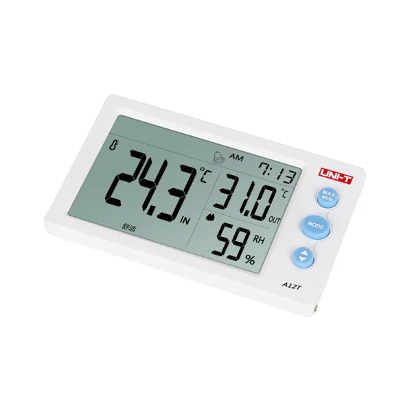 Thermomètre et hygromètre numérique à écran LCD A12T, affichage numérique de la température et de l'humidité, alarme, Station météo, instrument d'intérieur et d'extérieur – Image 4