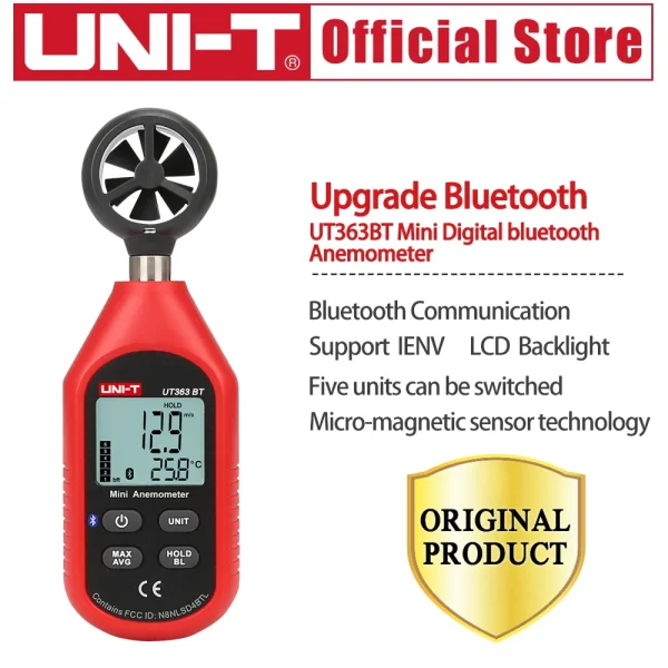 Mini anémomètre numérique portable, Bluetooth, UT363BT, UNI-T, testeur de vitesse du vent, mis à niveau de l'ut363 – Image 5