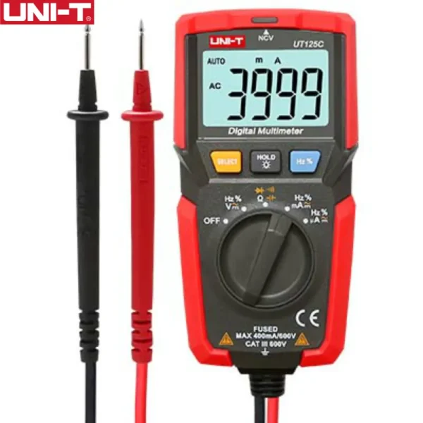 Mini multimètre numérique de poche UNI-T UT125C, testeur de température, résistance, condensateur de fréquence, Test NCV, affichage basse tension – Image 2