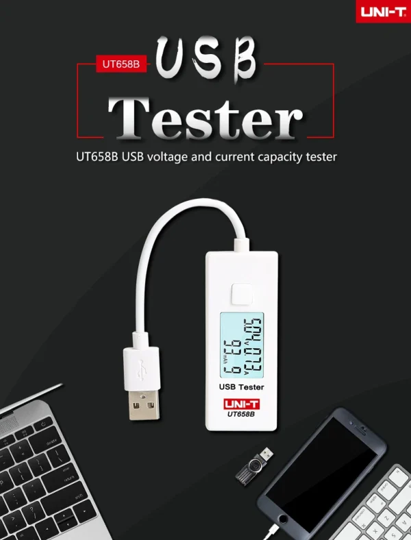 UNI T – testeur USB UT658B, pour téléphone, ordinateur, tension de charge, moniteur d'énergie, écran LCD rétro-éclairé – Image 7
