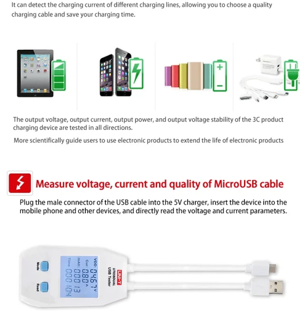 UNI-T USB Testeur UT658 Série Numérique Voltmètre Ampèremètre Courant Amperemcirculation Capacité Mètre Médecin Pour ature ilephone Tablette Puissance – Image 14