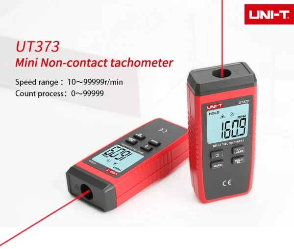 UNI-T Mini tachymètre Laser numérique UT373 tachymètre sans Contact plage de RPM 10-99999 tr/min tachymètre odomètre rétro-éclairage – Image 7