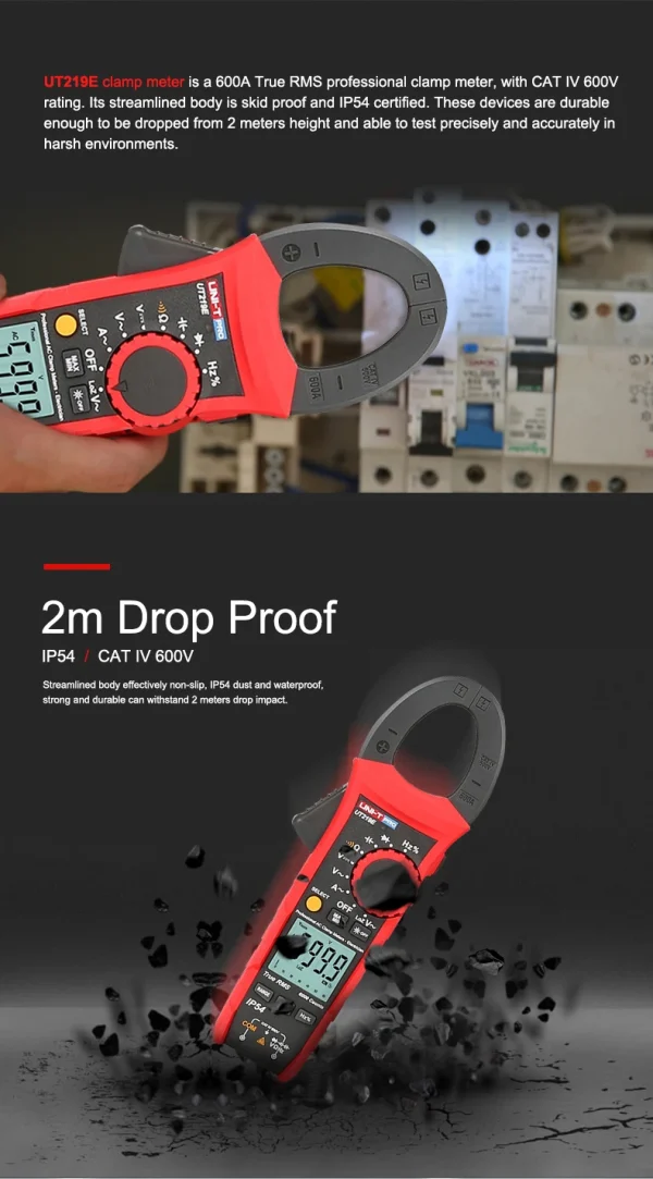 UNI-T ampèremètre professionnel d'UT219E antipoussière, étanche True RMS Digital LoZ mesure de tension 5 fois l'échantillonnage – Image 7