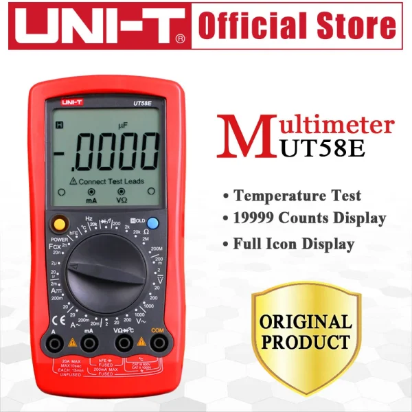 Multimètres numériques généraux UNI-T UT58E, affichage LCD, icône complète, température, condensateur de fréquence, testeur ca/cc – Image 6