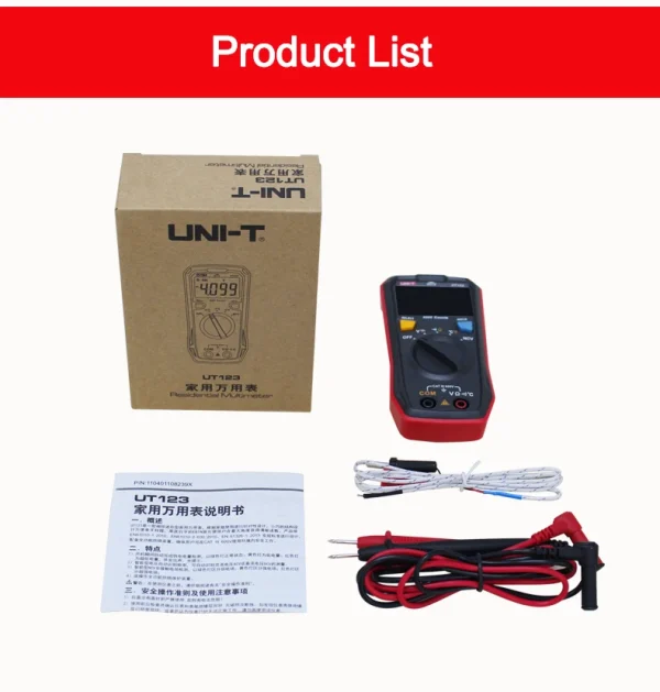 UNI-T Utree UT123D Mini multimètre numérique testeur de température données AC DC voltmètre tension de poche ampèremètre Ohm mètre plage automatique – Image 22