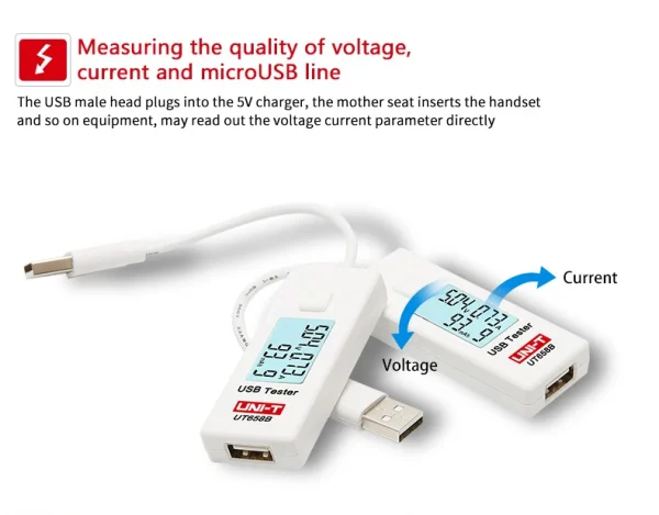 UNI T – testeur USB UT658B, pour téléphone, ordinateur, tension de charge, moniteur d'énergie, écran LCD rétro-éclairé – Image 15