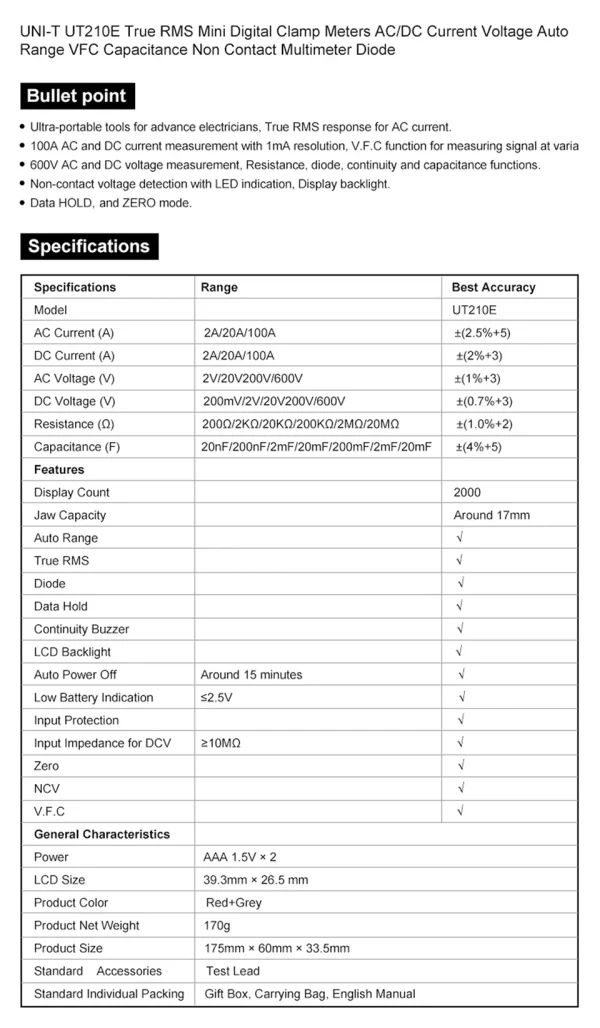 UNI-T-Multimètre à pince automatique – Image 10