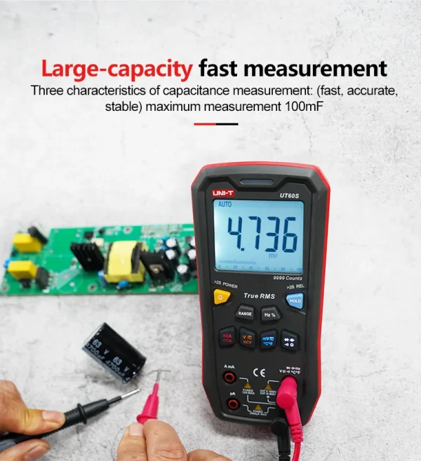 Multimètre numérique intelligent UNI-T UT60S UT60BT 1000V AC DC, voltmètre ampèremètre True RMS, compteur de fréquence, testeur de température de condensateur – Image 21