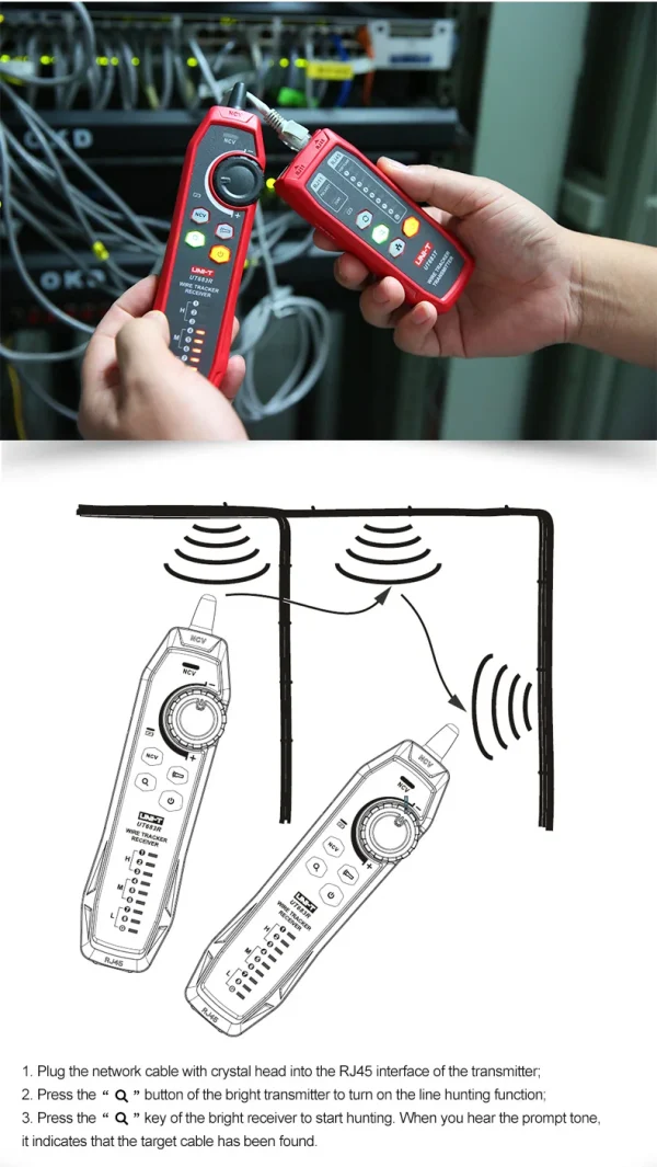 Testeur Lan UNI-T UT683KIT, traceur de fil , traceur de câbles RJ45 RJ11, détecteur de ligne téléphonique – Image 18
