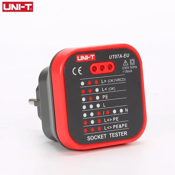 UNI-T UT07 testeurs de prises détecteur prise ue terre neutre prise d'incendie polarité contrôle de Phase détection de câblage Test de fuite RCD – Image 3