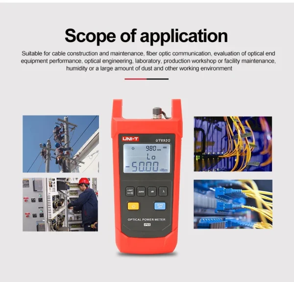 Kit fibre optique UNI-T UT692 / UT693 – Compteur de puissance optique + localisateur de défauts – -70 à -10 dBm / -50 à -26 dBm – Connecteurs FC/SC/ST – Image 11