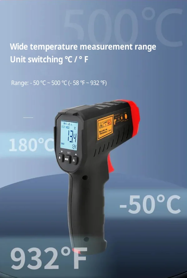 UNI-T thermomètre numérique UT306S UT306C sans contact industriel infrarouge Laser température mètre température pistolet testeur-50-500 – Image 13