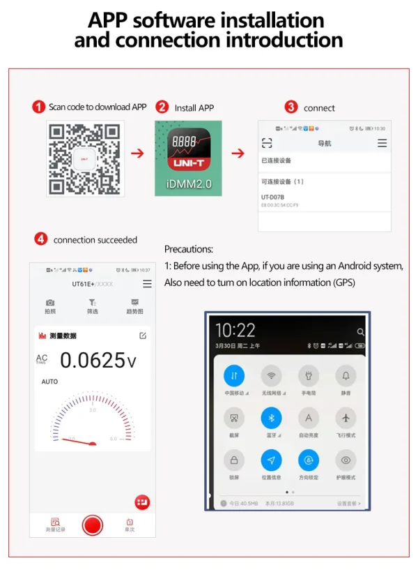 Transmission sans fil de technologie d'adaptateur Bluetooth UT-D07B UNI-T adaptée au multimètre UTÉgalement B + UTÉgalement D + UTÉgalement E + – Image 7