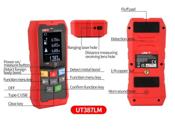 Scanner mural UNI-T UT387E UT387S UT387LM, détecteur de métaux 4 en 1, détecteur de goujons en bois, tension AC, fils de câbles sous tension, traqueur de profondeur – Image 21