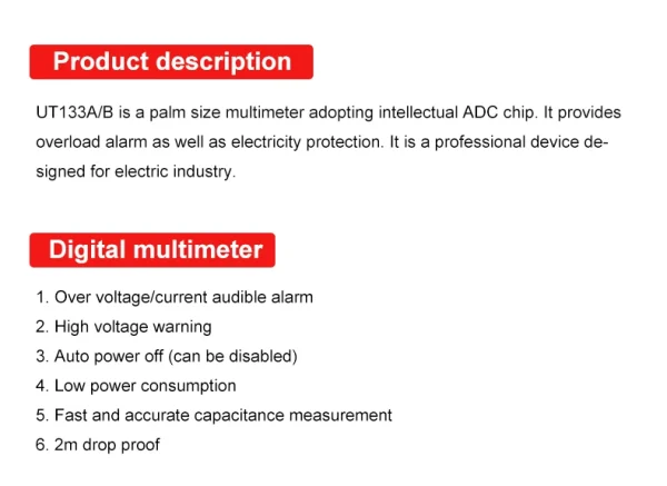 UNI-T Multimètre Numérique UT133A UT133B 600V AC DC Voltmètre 02/10/2018 puzzles itance mètre Multi Testeur – Image 10