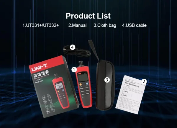 UNI-T UT331+ / UT332+ – Thermo-hygromètre numérique avec enregistrement des données et interface USB – Image 15