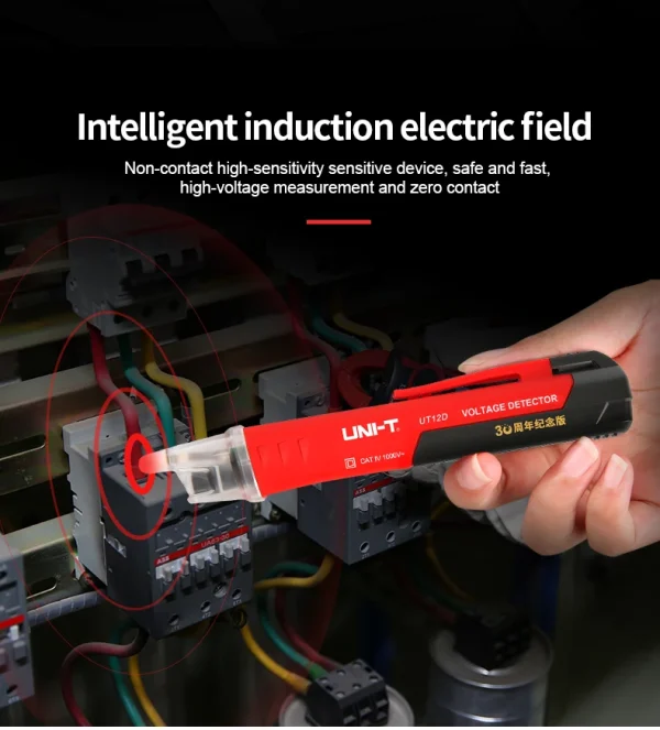 Détecteur de tension ca sans contact UNI-T UT12D UT12M UT12E 24V-1000V, stylo indicateur, crayon électrique, prise, voltmètre, testeur – Image 17
