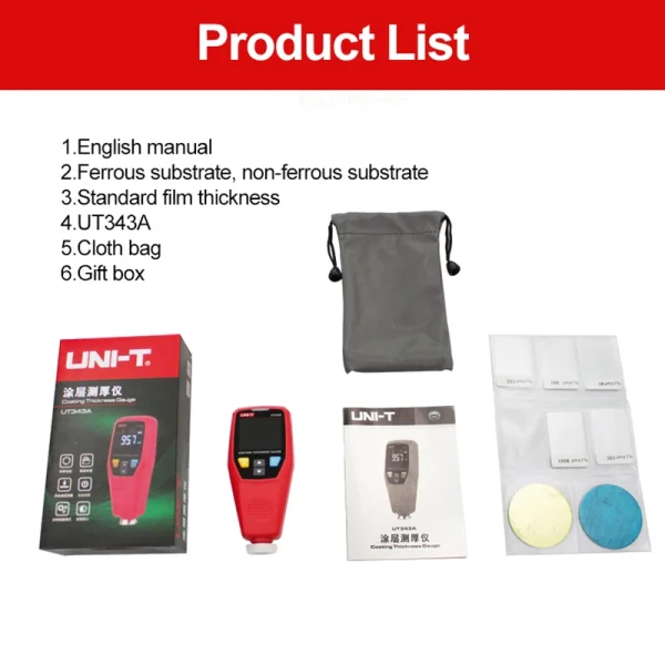 UNI-T testeur de peinture numérique UT343A revêtement de voiture jauge d'épaisseur Film laque mètre outils automobiles mesure FE/NFE – Image 6