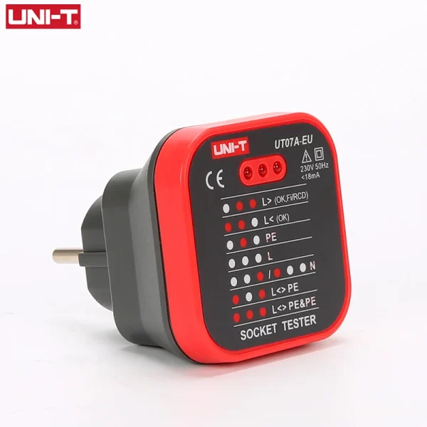 UNI-T UT07 testeurs de prises détecteur prise ue terre neutre prise d'incendie polarité contrôle de Phase détection de câblage Test de fuite RCD – Image 2